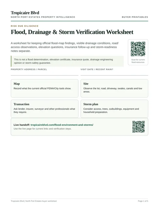 Preview of the Flood, Drainage and Storm Verification Worksheet