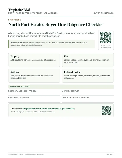 Preview of the North Port Estates Buyer Due-Diligence Checklist